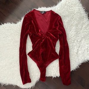 Missguided Deep V Velvet Bodysuit